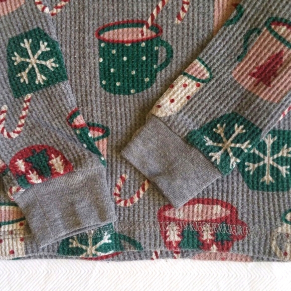 joe fresh hot cocoa thermal waffle knit pajamas matching set 2-3 yrs toddler - Picture 3 of 8